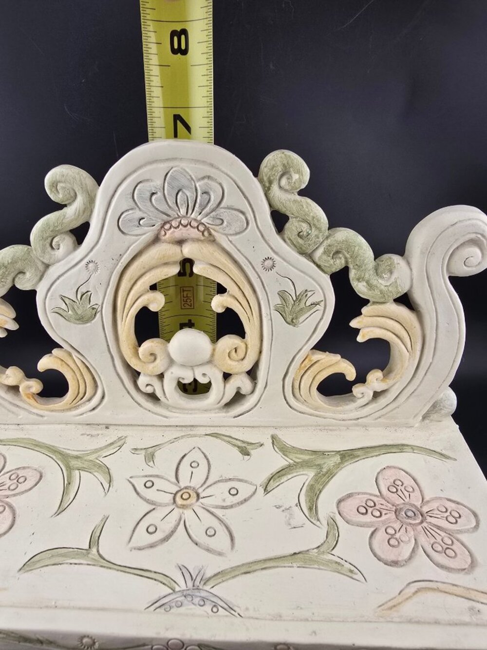 French Filigree Petite Doll Display Bench Hand-Painted - Picture 13 of 14